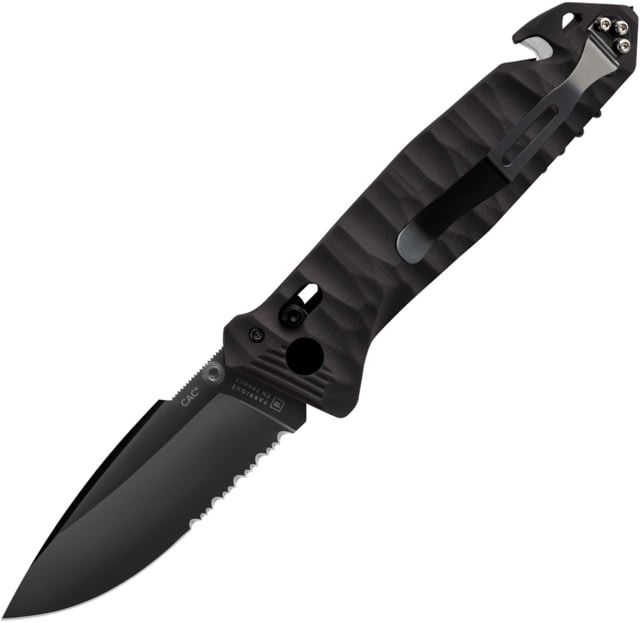TB Outdoor C.A.C. Utility Axis Lock Folding Knife 5.5in Closed 3.75in Black Finish Partially Serrated Nitrox Steel Blade Black Sculpted PA6 Handle - Tb Outdoor