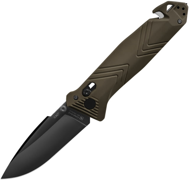 TB Outdoor C.A.C. Utility Axis Lock Folding Knife 5.5in Closed 3.75in Black Finish Nitrox Steel Blade OD Green Smooth PA6 Handle - Tb Outdoor