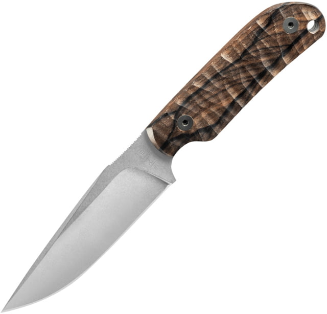 TB Outdoor Commandeur Wood Fixed Knife 8.5in Overall 4.5in Stonewash Finish ALENOX Blade Sculpted Ziricote Wood Handle Kydex Sheath - Tb Outdoor