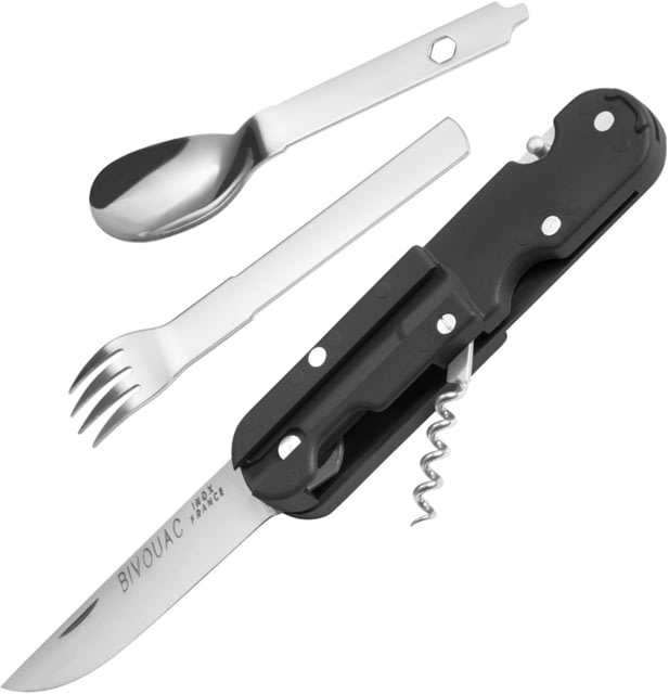 TB Outdoor French Army Black Camp Knife 5.5in Closed Black ABS Handle Nylon Sheath - Tb Outdoor