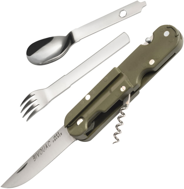 TB Outdoor French Army Green Camp Knife 5.5in Closed Green ABS Handle Nylon Sheath - Tb Outdoor