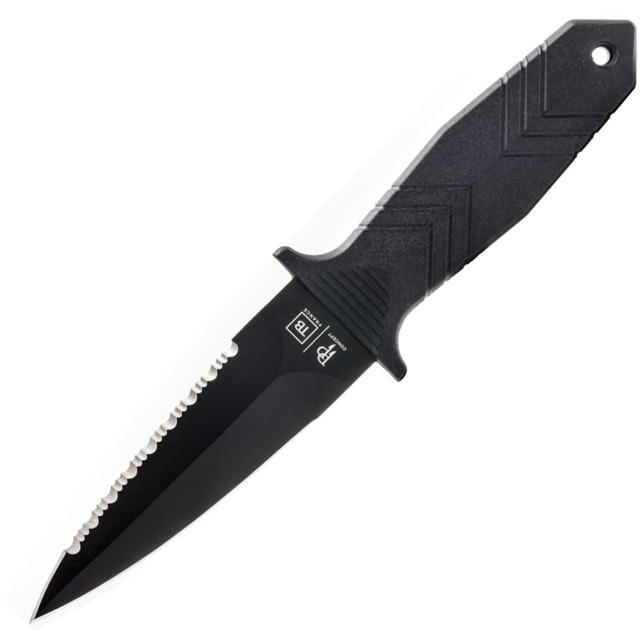 TB Outdoor Protecteur Tactical Knife 8.25in Overall 4in Black PVD Partially Serrated MOX Steel Dagger Blade Black PA6 Handle Kydex Sheath - Tb Outdoor