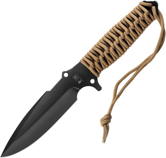 TB Outdoor Survival Fixed Blade Knife 9.75in Overall 4.5in Black PVD MOX Steel Blade Coyote Brown Paracord Wrapped Handle Kydex Sheath - Tb Outdoor
