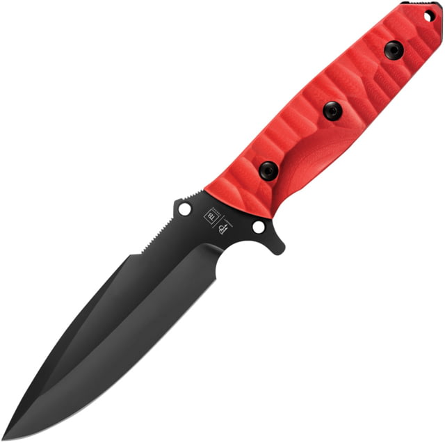 TB Outdoor Survival Fixed Blade Knife 9.75in Overall 4.5in Black PVD MOX Steel Blade Red Sculpted G10 Handle Kydex Sheath - Tb Outdoor