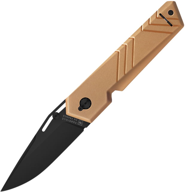 TB Outdoor Unboxer EDC Folding Knife 4.25in Closed 3in Black Finish Nitrox Steel Blade Coyote tan Smooth Pa6 Handle - Tb Outdoor
