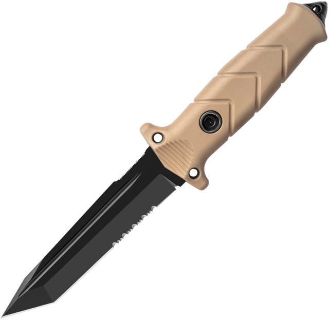 TB Outdoor Vengeur Survival Knife 10.25in Overall 5in Black PVD Partially Serrated Nitrox Steel Tanto Blade Coyote Tan PA6 Handle Kydex Sheath - Tb Outdoor