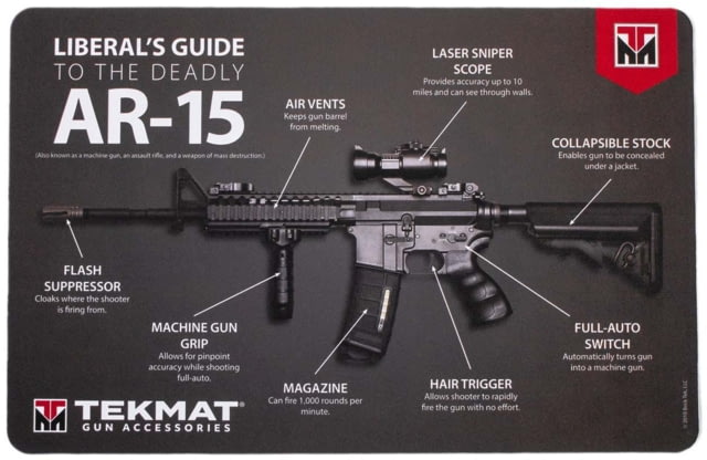 TekMat 17in Printed Gun Cleaning Mat AR15 Liberal's Guide to the AR-15, Black, TEK-17-AR15-MEDIA by USA TekMat Gunsmithing Shooting Bench Mats