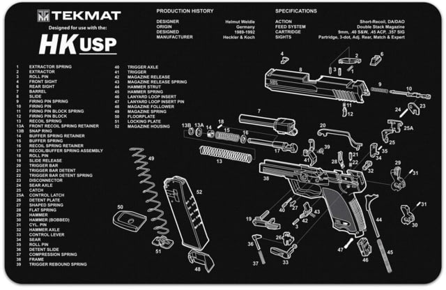 TekMat 17in Printed Gun Cleaning Mat Heckler & Koch USP Black