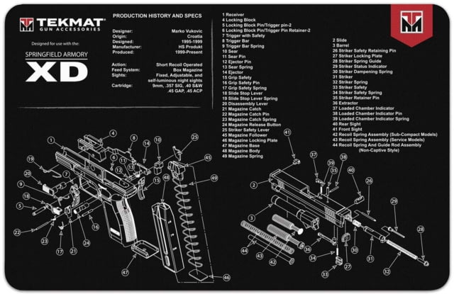 TekMat 17in Printed Gun Cleaning Mat Springfield Armory XD Black