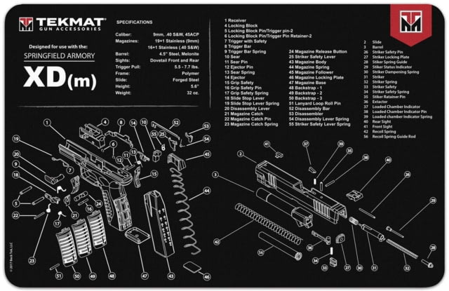 TekMat 17in Printed Gun Cleaning Mat Springfield Armory XDm Black