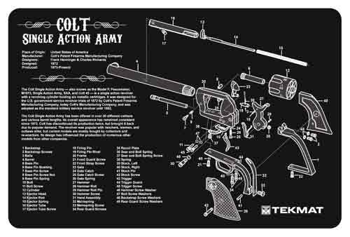 Tekmat Armorers Bench Mat 11inx17in Colt SA Army, 17-SAA by USA TekMat Gunsmithing Shooting Bench Mats