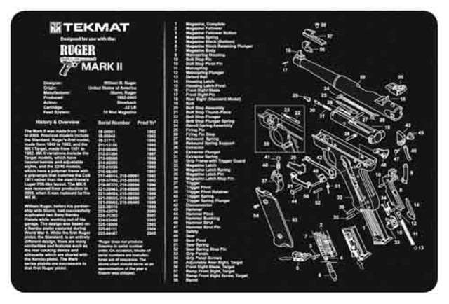 Tekmat Armorers Bench Mat 11inx17in Ruger Mark II Pistol 17-RUGERMK2 - Tekmat