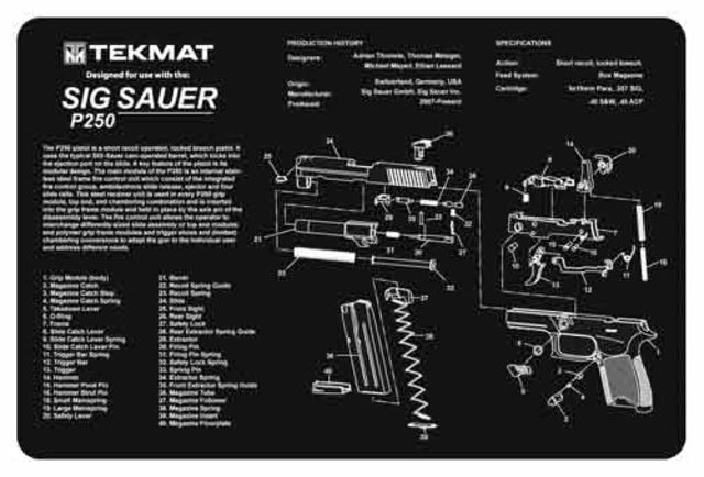 Tekmat Armorers Bench Mat 11inx17in Sig Sauer 250 Pistol 17-SIG250 - Tekmat