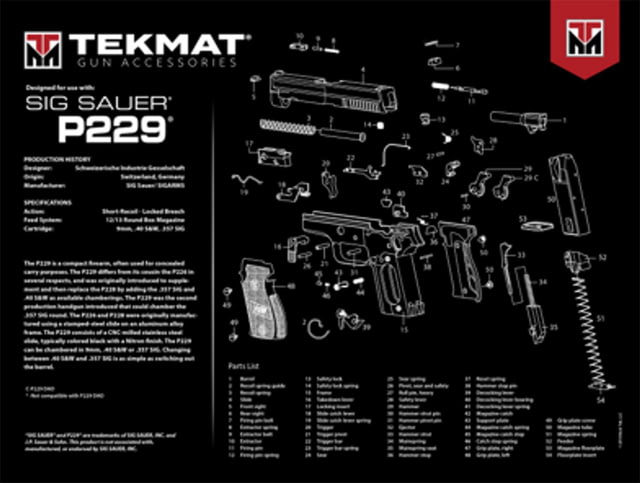 TekMat  Sig Sauer P229 Ultra 20 Cleaning Mat - Tekmat