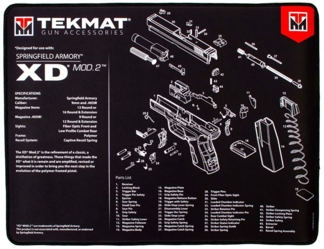 TekMat Ultra 20 - XD Mod 2 Gun Cleaning Mat Black - TekMat