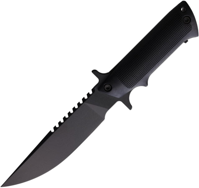 Tekna Wilderness Edge Survival Knife 10.5in Overall 6in Black Oxide Coated 420HC Stainless Drop Point Blade Black Checkered GFN Handle Black Nylon - Tekna