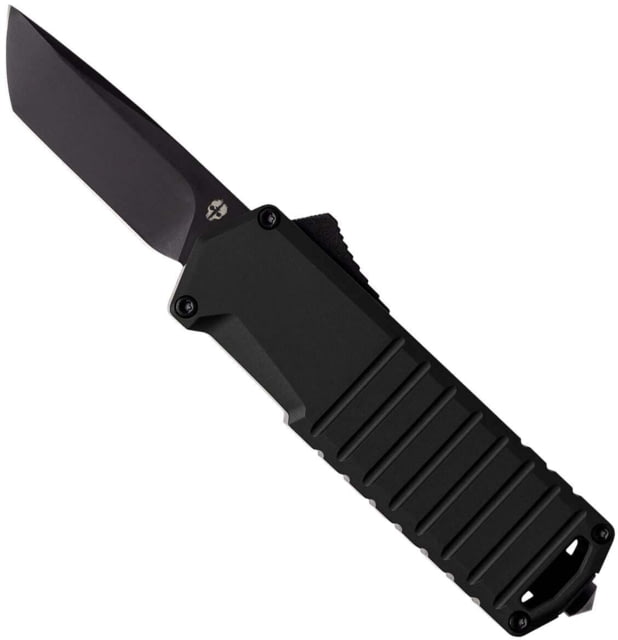 Tekto A2 Badger Automatic Folding Knives 1.85in D2 Steel Fine Edge Tanto Black Handle 6061-T6 Aluminum Black A2ST6BKD2BK2A1 - Tekto