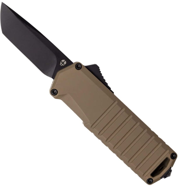 Tekto A2 Badger Automatic Folding Knife 1.85in Ti D2 Steel Tanto 6061-T6 Desert/Black A2S-TIBR-D2BK2-A1 - Tekto