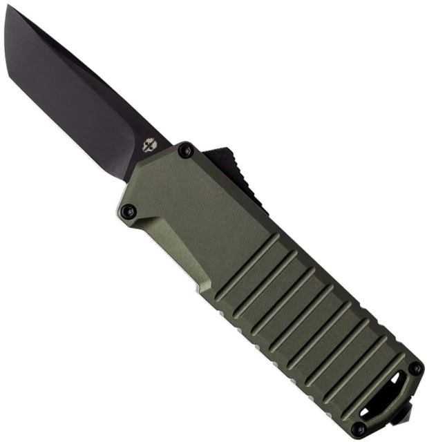 Tekto A2 Badger Automatic Folding Knife 1.85in Ti D2 Steel Tanto 6061-T6 OD/Black A2S-TIOD-D2BK2-A1 - Tekto
