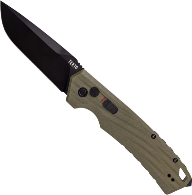 Tekto A3 Delta Automatic Folding Knives 3.6in D2 Steel Drop Point Black Finish OD Green Handle G10 Handle A3RG1ODD2BK1A1 - Tekto