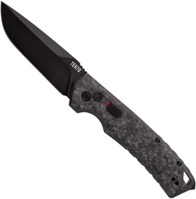 Tekto A3 Delta Automatic Folding Knives 3.6in D2 Steel Drop Point Black Finish Forged Carbon Handle A3RCCBKD2BK1A1 - Tekto