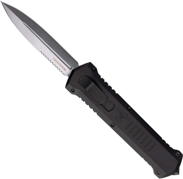 Tekto A4 Humvee Automatic Folding Knife 3.80in Ti D2 Steel Double-Edge Dagger 6061-T6 Silver A4R-T6BK-D2SI3-A1 - Tekto