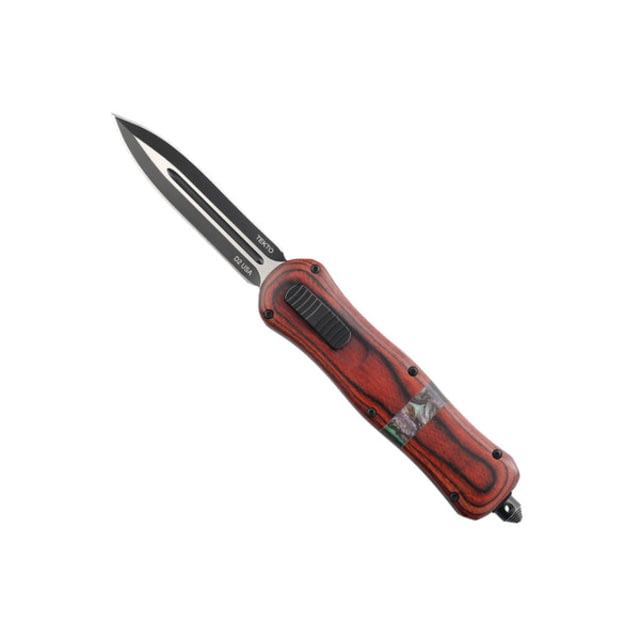 Tekto Amber Automatic Automatic Folding Knife 3.66in D2 Steel Double-Edge Dagger Wood Handle - Tekto