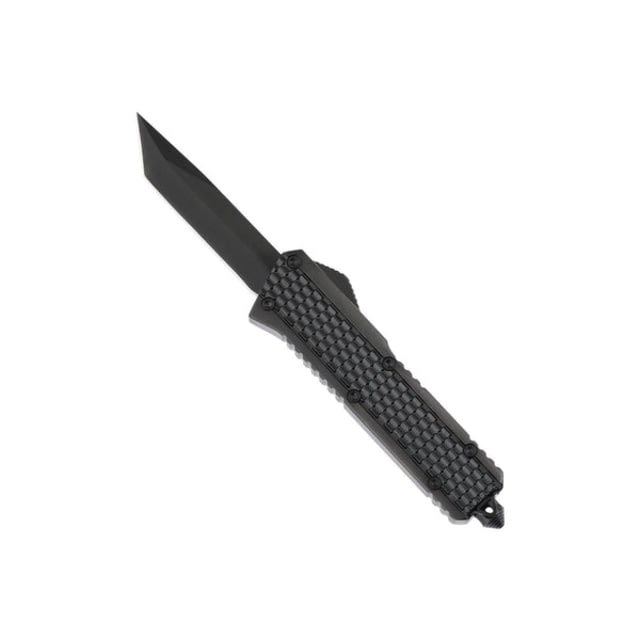 Tekto Blitzar Automatic Folding Knife 1.81in D2 Steel American Tanto Zinc Alloy Handle Black Small - Tekto