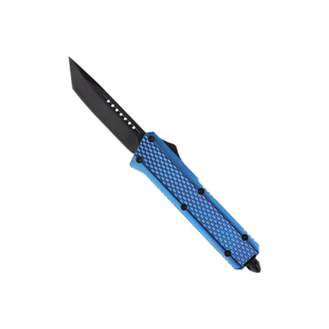 Tekto Blitzar Automatic Folding Knife 1.81in D2 Steel American Tanto Zinc Alloy Handle Blue Large - Tekto
