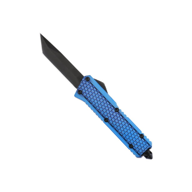 Tekto Blitzar Automatic Folding Knife 1.81in D2 Steel American Tanto Zinc Alloy Handle Blue Small - Tekto