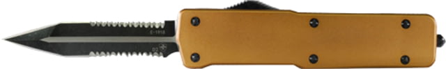 Templar Knife Premium Lightweight Large OTF Automatic Folding Knife 3.55in D2 Dagger Blade Serrated Black Finish Anodized Bronze Handle - Templar Knife