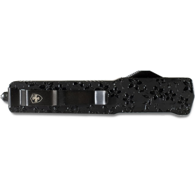 Templar Knife Premium Lightweight Slim Floral Gloss OTF Knife 3.25in Aluminum Dagger Black D2 - Templar Knife