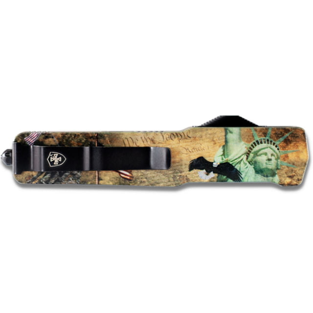 Templar Knife Premium Lightweight Slim Liberty OTF Knife 3.25in Aluminum Tanto Serrated Black D2 - Templar Knife