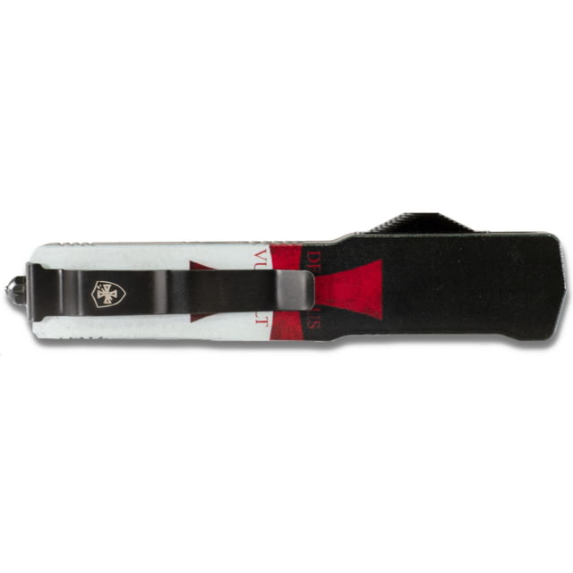 Templar Knife Premium Lightweight Slim Templar Flag OTF Knife 3.25in Aluminum Dagger Serrated Black D2 - Templar Knife