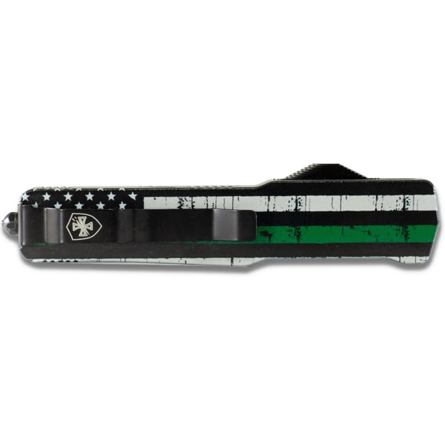 Templar Knife Premium Lightweight Slim We Back You Collection OTF Knife 3.25in Aluminum Tanto Black D2 Back The Green Handle - Templar Knife