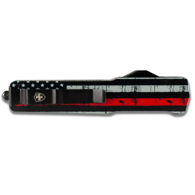 Templar Knife Premium Lightweight Slim We Back You Collection OTF Knife 3.25in Aluminum Drop Serrated Black D2 Back The Red Handle - Templar Knife