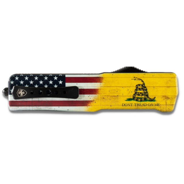 Templar Knife Premium Weighted Don't Tread on Me OTF Knife 3.55in Drop Black D2 - Templar Knife