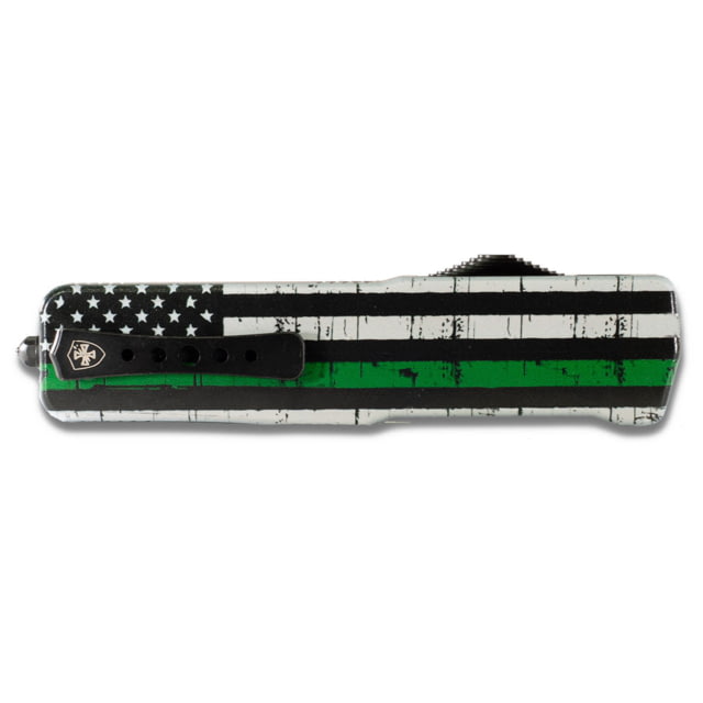 Templar Knife Premium Weighted Small Zinc We Back You OTF Knife 3in Dagger Black D2 Back The Green Handle - Templar Knife