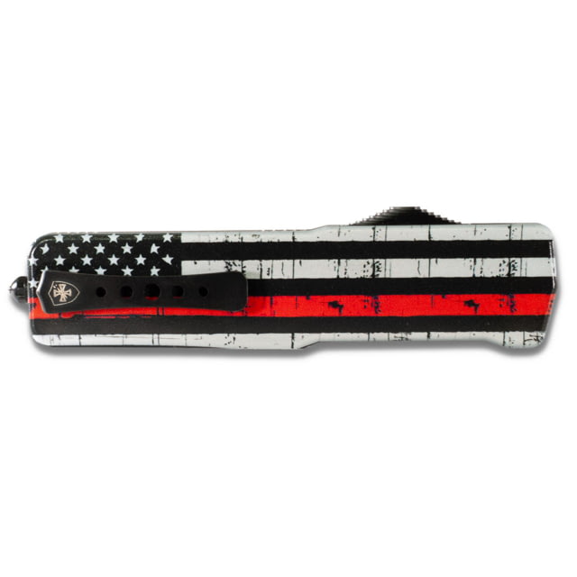 Templar Knife Premium Weighted Small Zinc We Back You OTF Knife 3in Drop Serrated Black D2 Back The Red Handle - Templar Knife