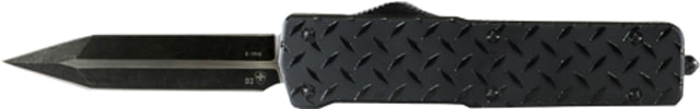 Templar Knife Premium Lightweight Small Diamond Plate OTF Automatic Folding Knife 3in D2 Dagger Blade Black Finish Aluminum Handle - Templar Knife