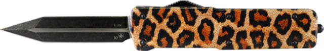 Templar Knife Premium Lightweight Small Leopard OTF Automatic Folding Knife 3in D2 Dagger Blade Black Finish Aluminum Handle - Templar Knife