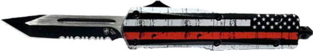 Templar Knife Gen II Small Back The Red OTF Knife 2.75in Tanto Serrated Black - Templar Knife