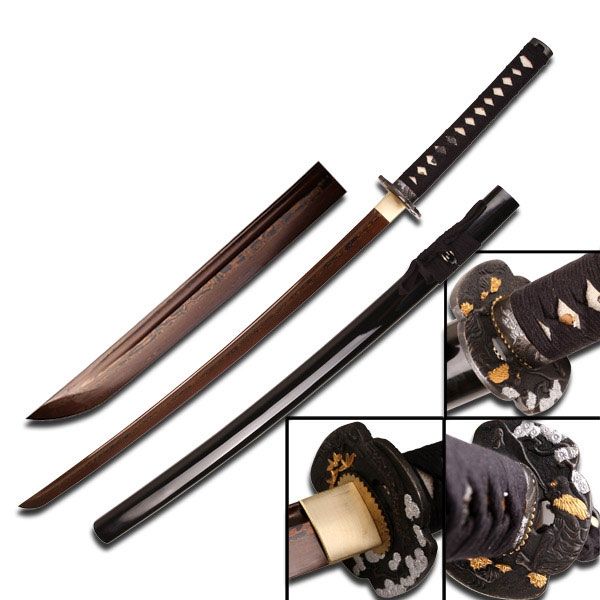 Ten Ryu Fixed Blade 40.5in Carbon Steel Blade Black Cord Wrapped With Real Ray Skin Handle - Ten Ryu