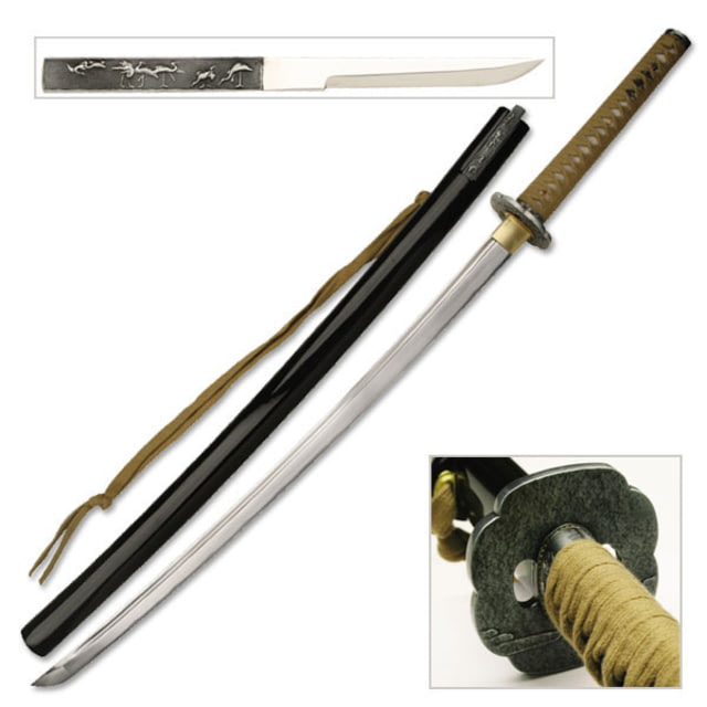 Ten Ryu Fixed Blade 40.9in Carbon Steel Blade Beige Cotton Wrapped With Real Ray Skin Handle