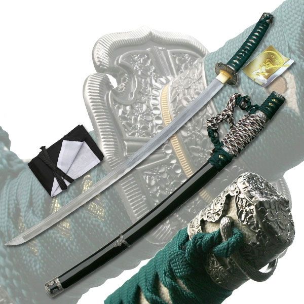 Ten Ryu Fixed Blade 40in Carbon Steel Blade Green Cotton Wrapped Handle