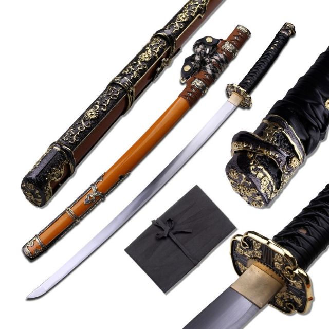 Ten Ryu Fixed Blade 41in Carbon Steel Blade Black Cord Wrap Handle