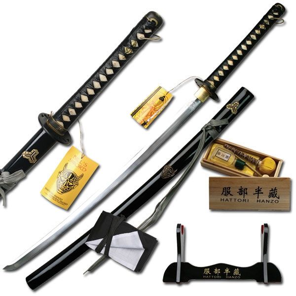 Ten Ryu Fixed Blade 41in Carbon Steel Blade Black Leather Wrapped With Real Ray Skin Handle
