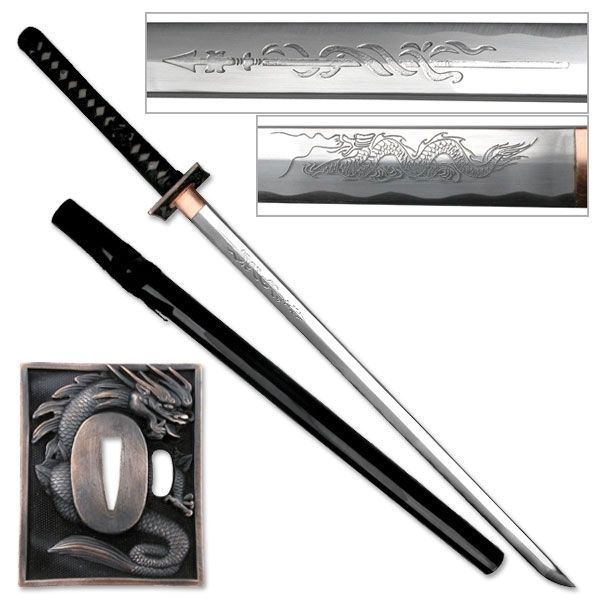 Ten Ryu Fixed Blade 41in Carbon Steel Blade Cotton Wrapped Real Ray Skin Handle