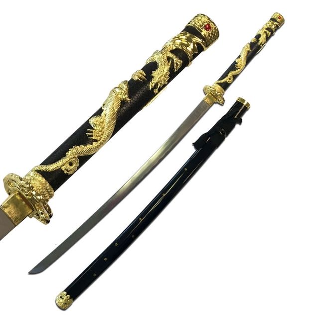 Ten Ryu Fixed Blade 42in 1045 Carbon Steel Blade Zinc Alloy Dragon Wrap Handle