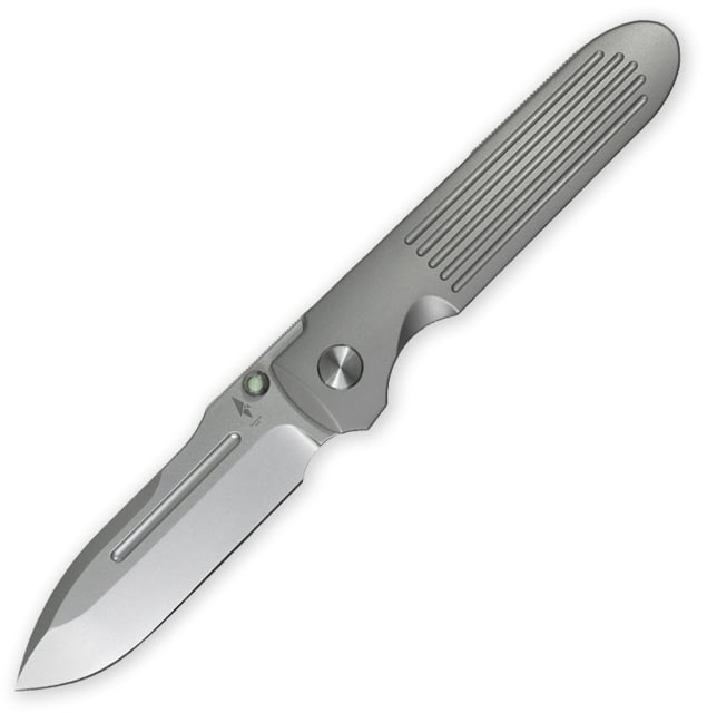 Terrain 365 Invictus Satin Folding Knife 4.63in Closed 3.5in Bead Blast Terravantium Blade Gray Satin Titanium Handle Nylon Sheath - Terrain 365